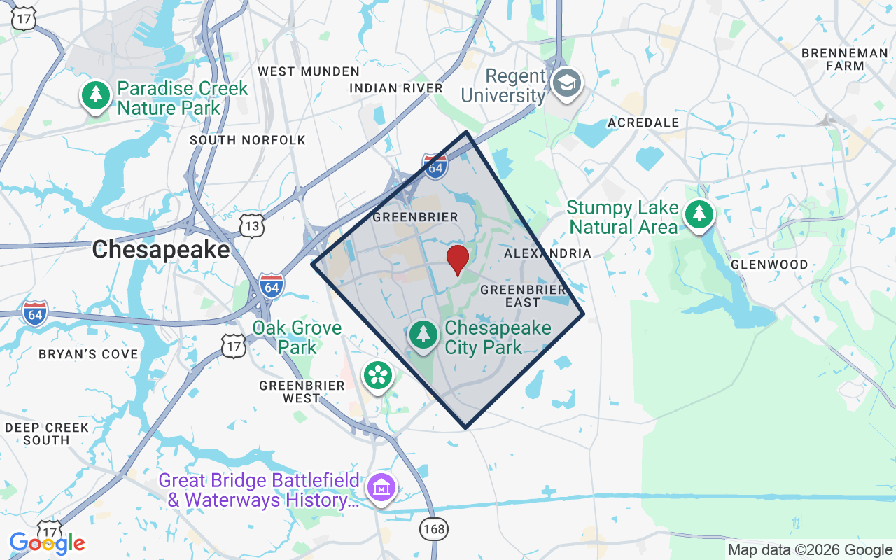 Map of Greenbrier with neighborhood boundary
