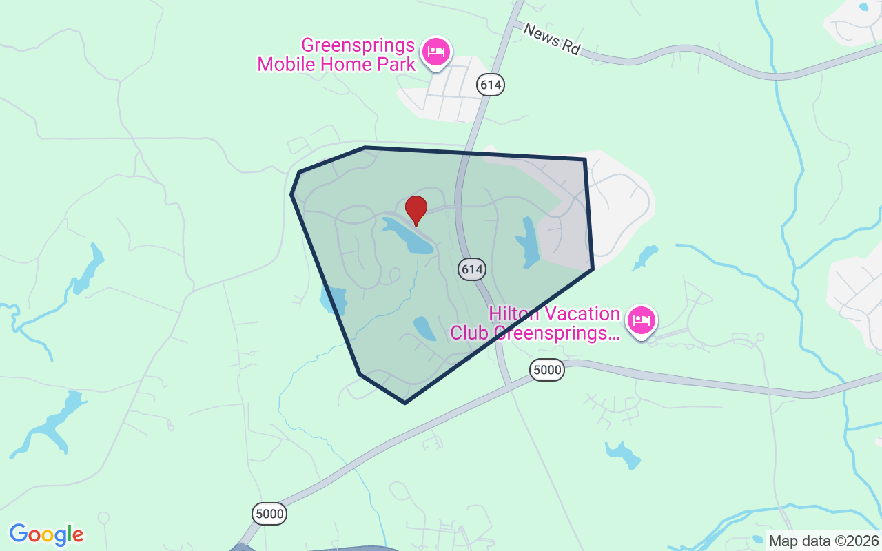 Map of Greensprings West with neighborhood boundary