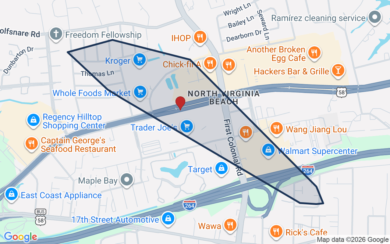 Map of Hilltop with neighborhood boundary