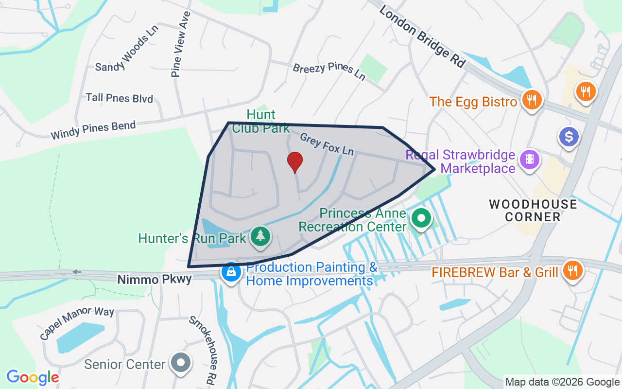 Map of Hunt Club with neighborhood boundary