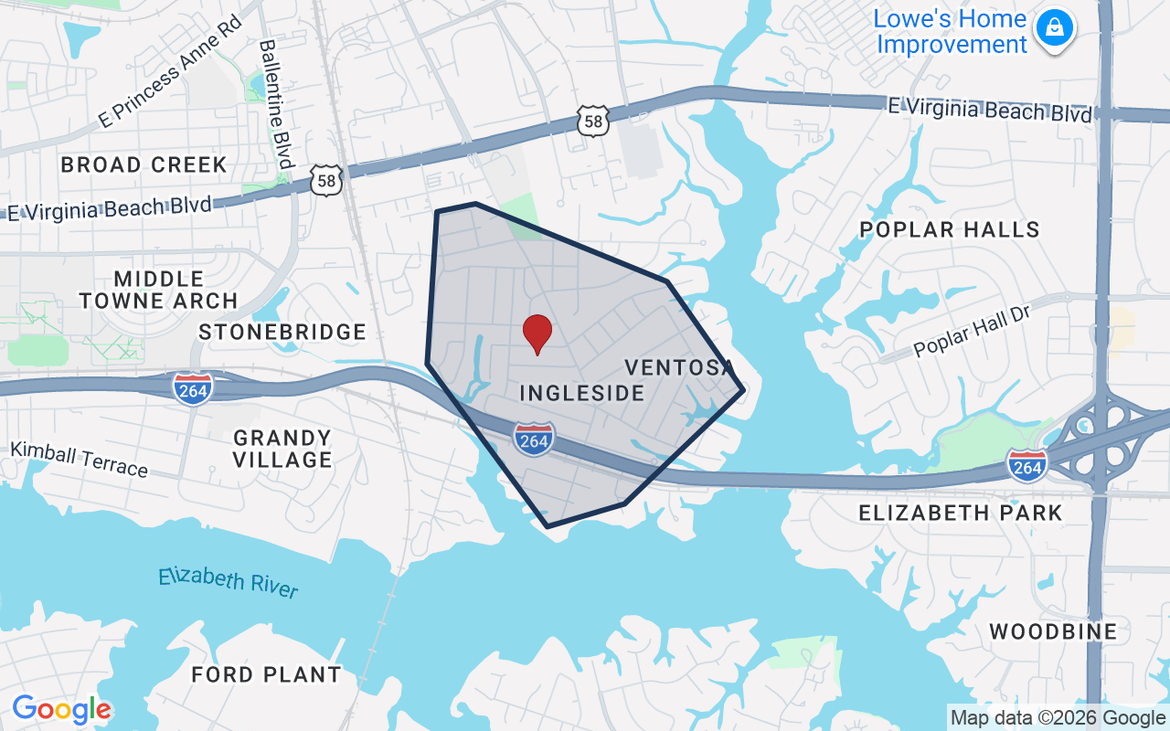Map of Ingleside with neighborhood boundary