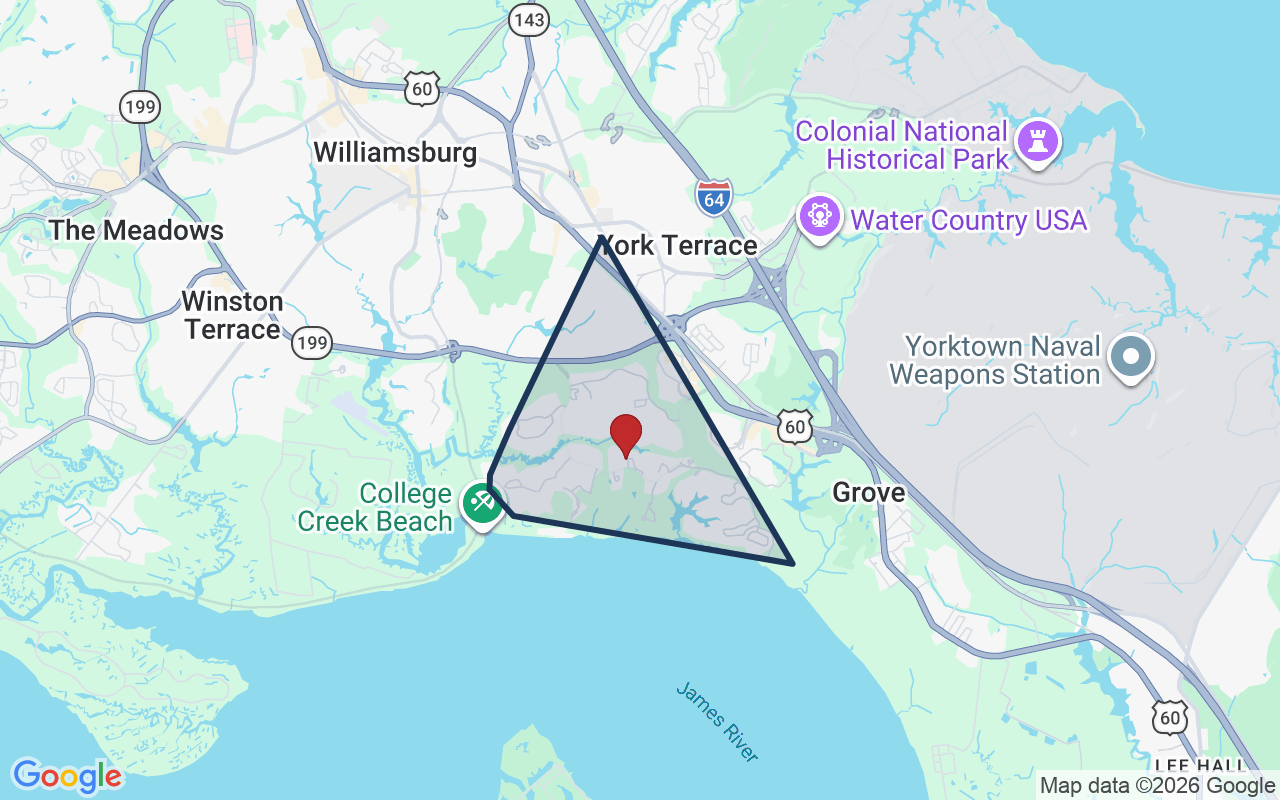 Map of Kingsmill with neighborhood boundary