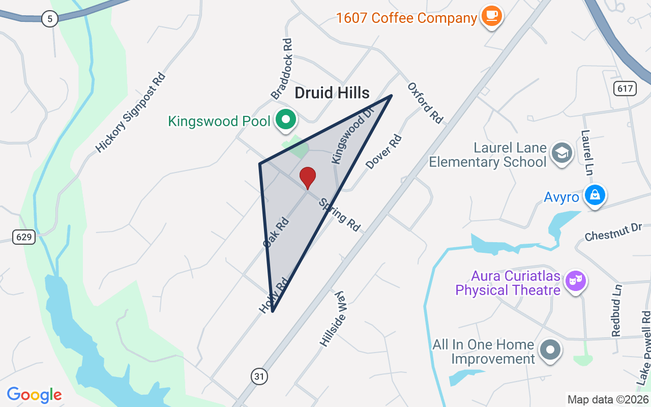 Map of Kingswood with neighborhood boundary