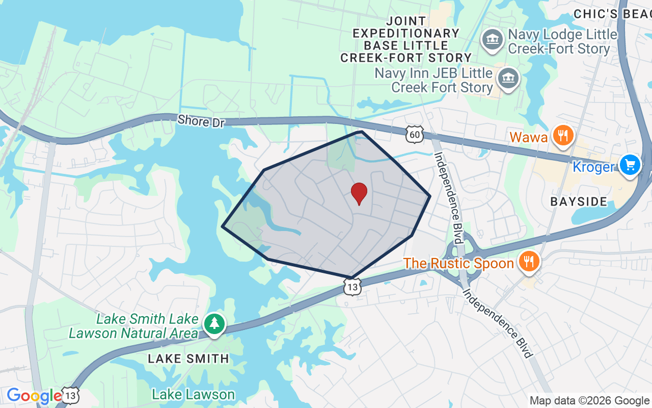 Map of Lake Shores with neighborhood boundary