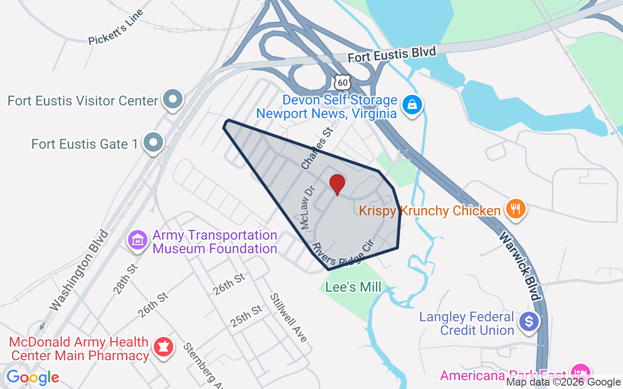 Map of Lees Mill with neighborhood boundary