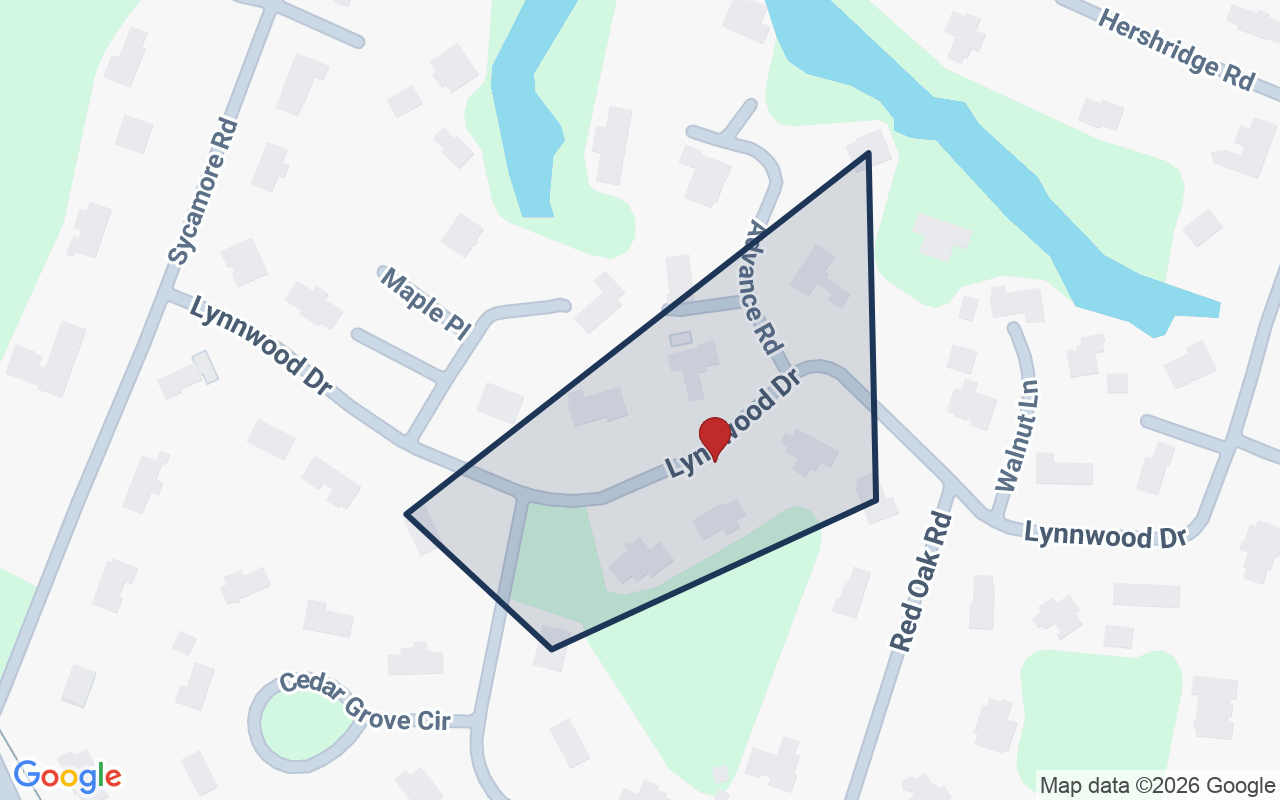 Map of Lynnwood with neighborhood boundary