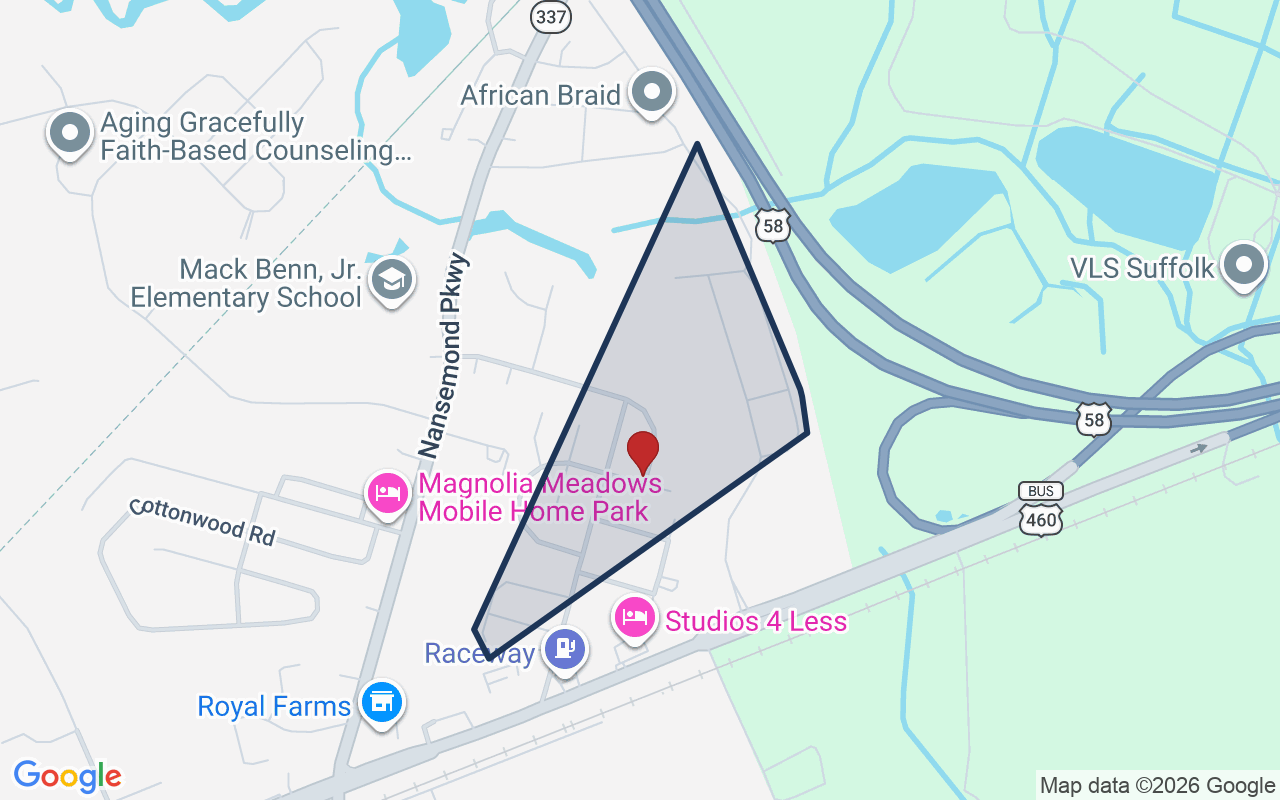 Map of Moores Pointe with neighborhood boundary