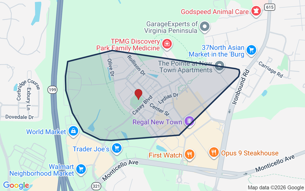 Map of New Town with neighborhood boundary