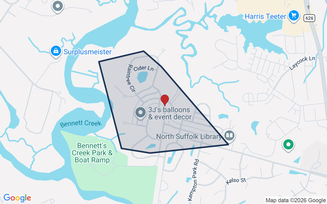 Map of Parkside at Bennett's Creek with neighborhood boundary