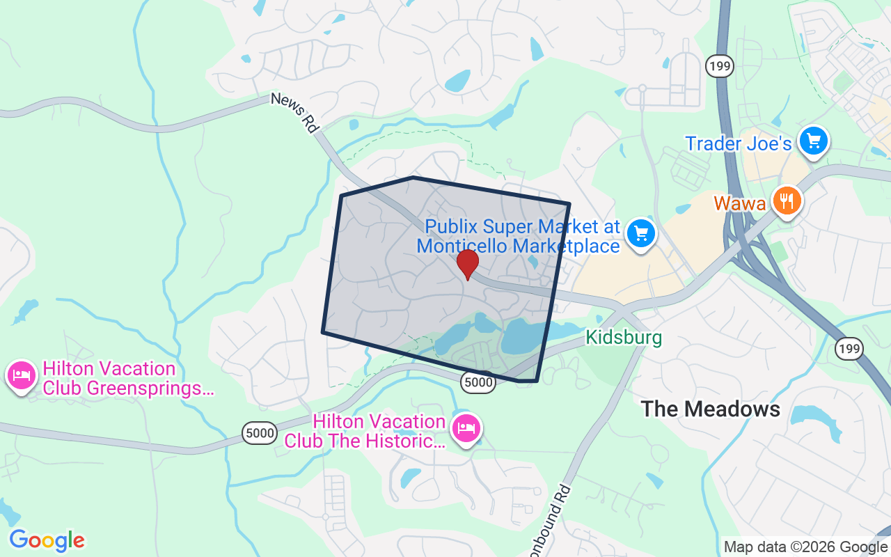 Map of Powhatan Secondary with neighborhood boundary