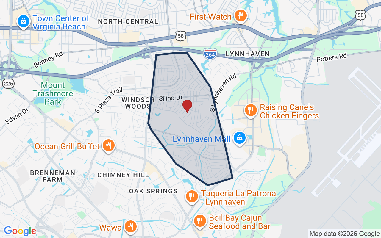 Map of Princess Anne with neighborhood boundary