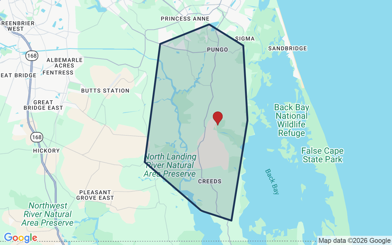 Map of Pungo with neighborhood boundary