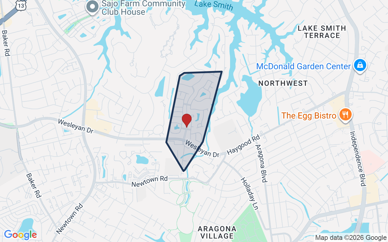 Map of Ridgley Manor with neighborhood boundary