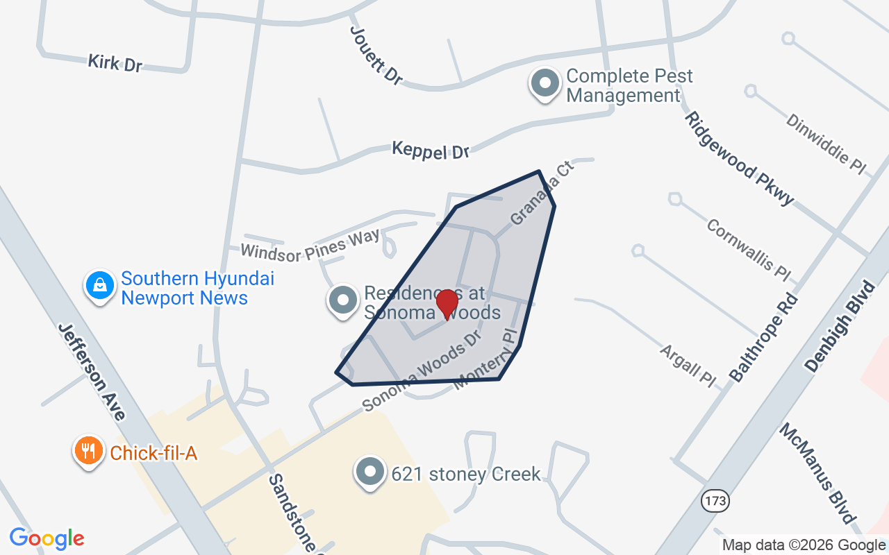 Map of Sonoma Woods with neighborhood boundary