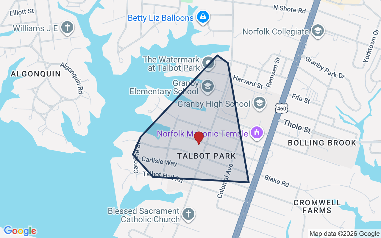 Map of Talbot Park with neighborhood boundary
