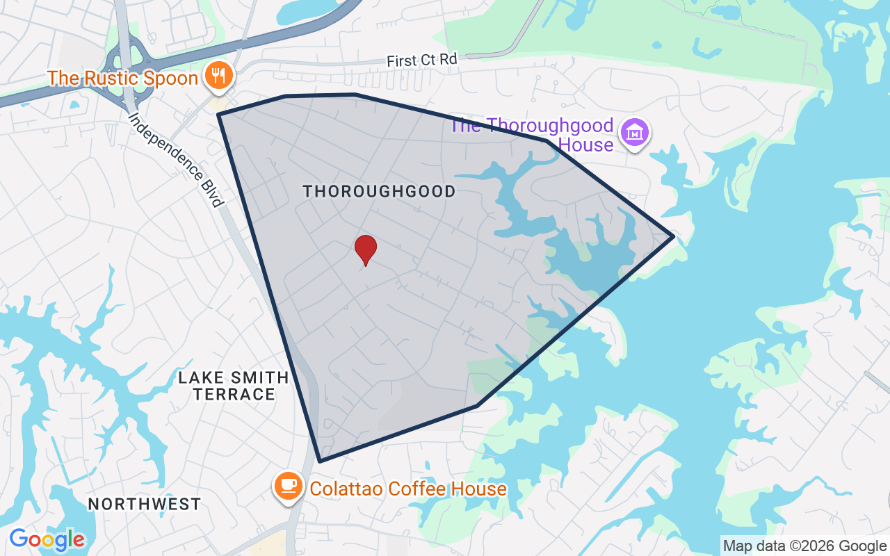 Map of Thoroughgood with neighborhood boundary