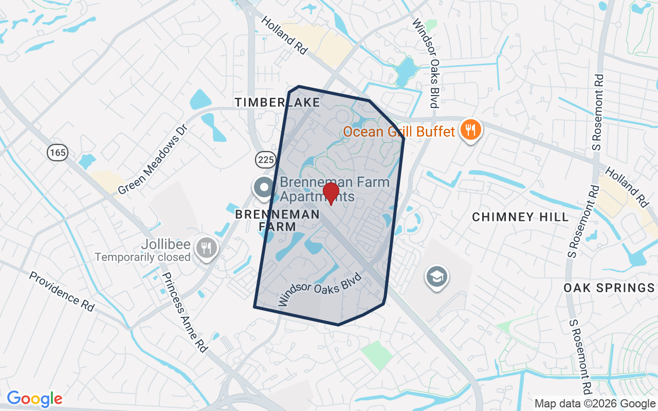 Map of Timberlake with neighborhood boundary