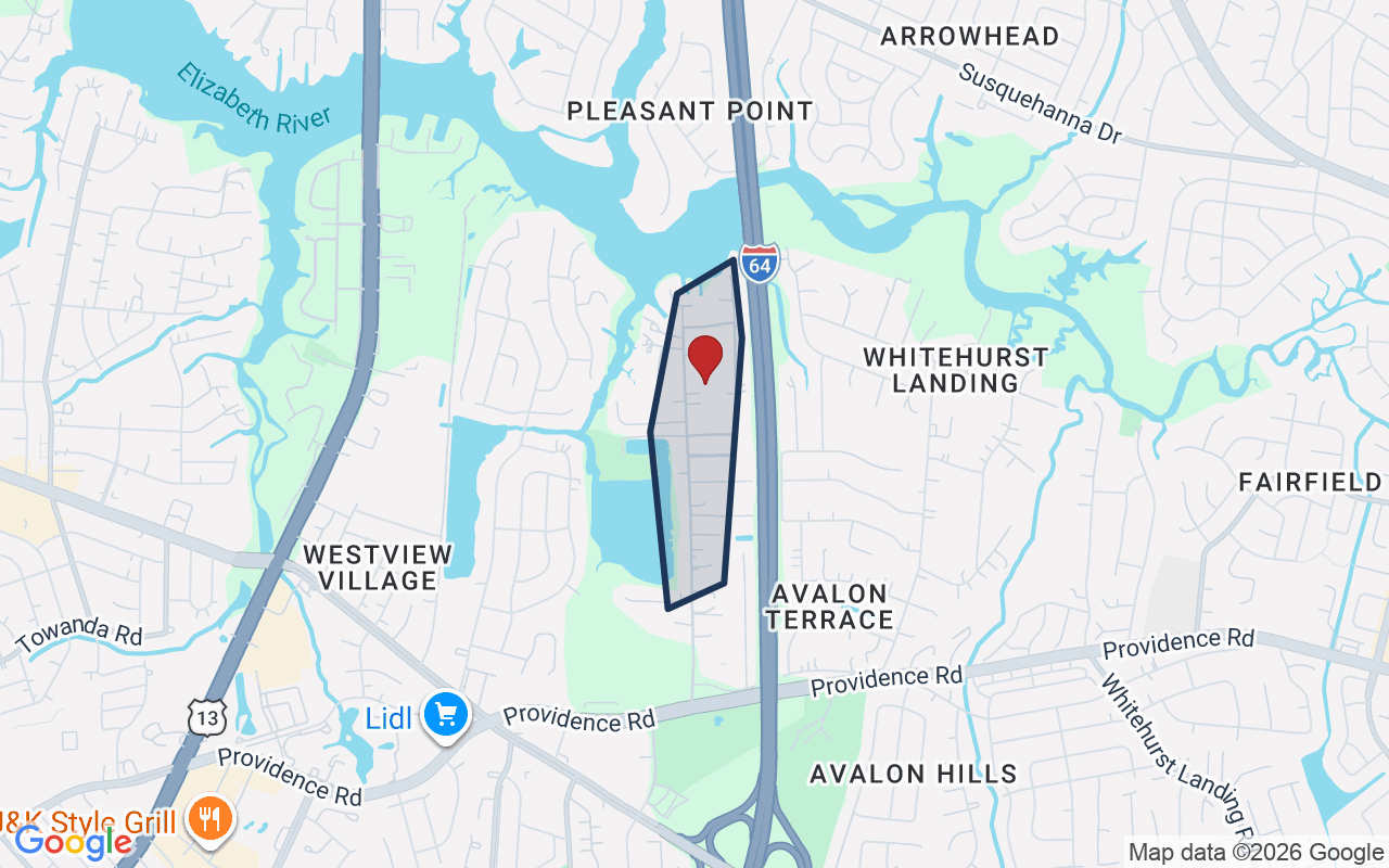 Map of Woodstock with neighborhood boundary