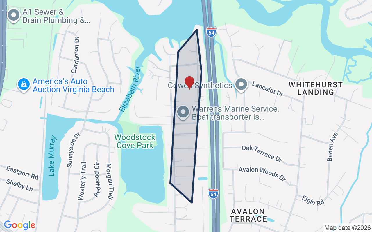 Map of Woodstock with neighborhood boundary